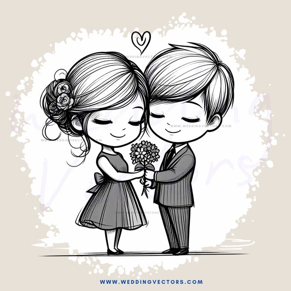 two boys holding hands and flowers