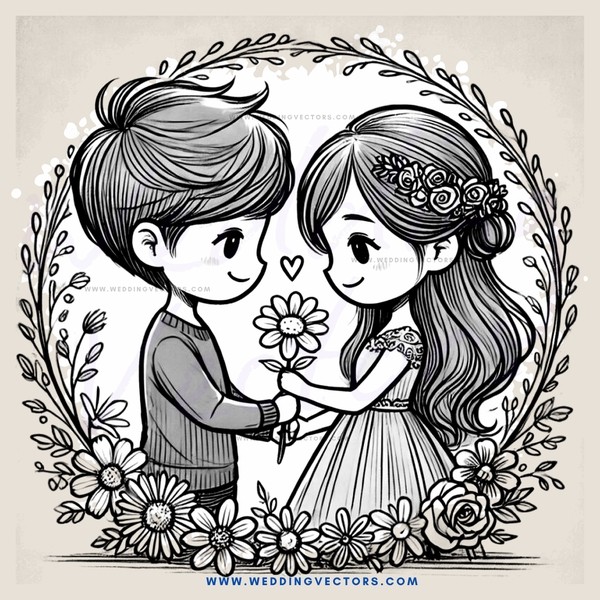 two kids in a flower circle