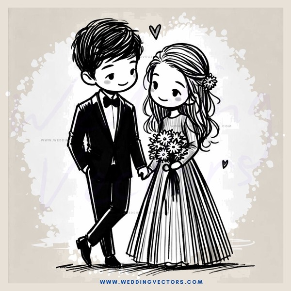 a young couple holding hands and flowers