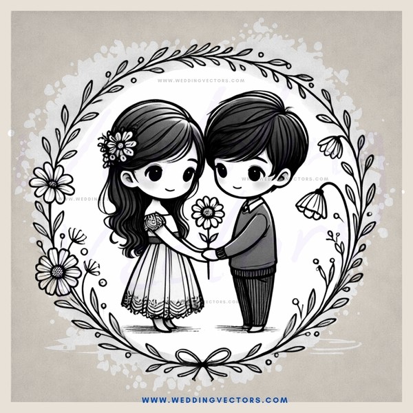 two young people embracing in an oval frame