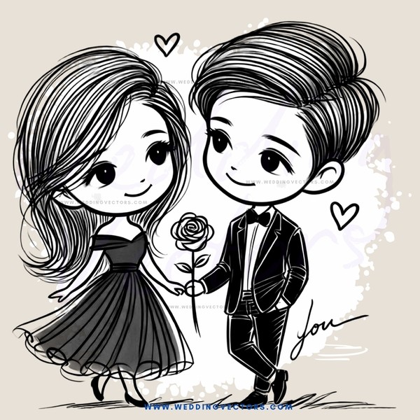 love and roses in black and white