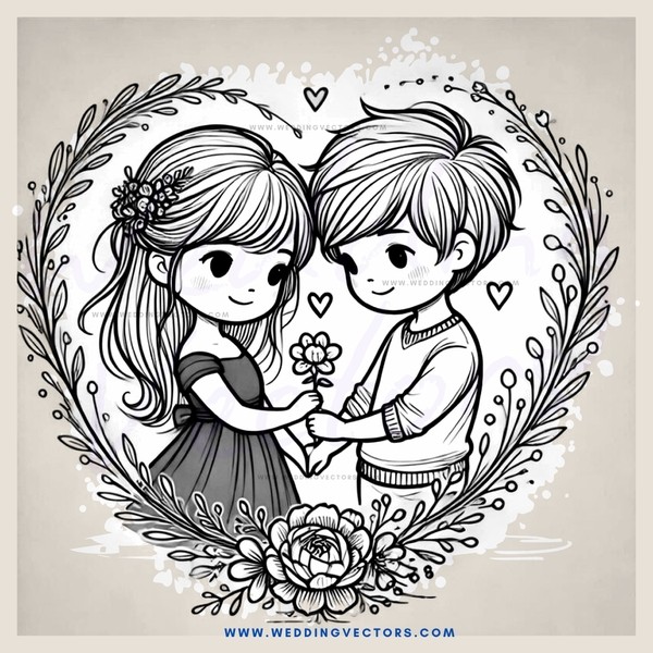 a couple in a floral setting