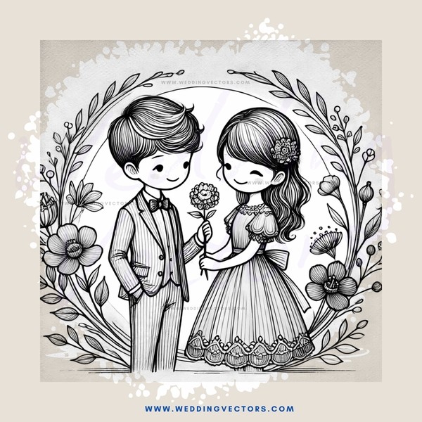 couple holding flower and leaves in their hands