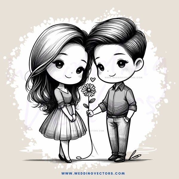 a couple holding hands and a flower