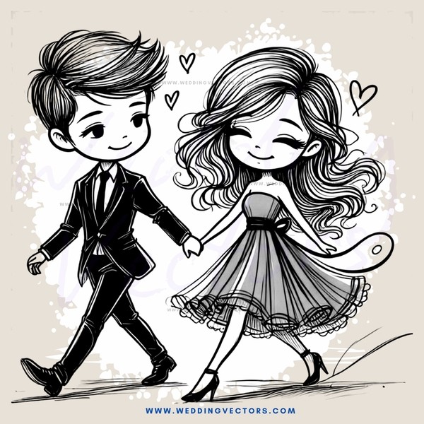 a young man and woman holding hands
