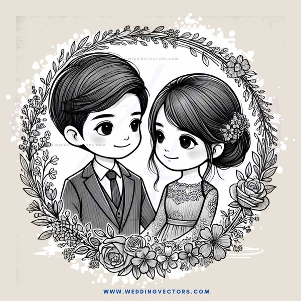 a boy and girl in wedding picture