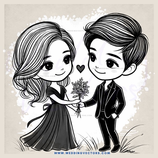 couple holding flowers and leaves in their hands