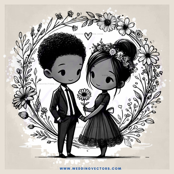 a boy and girl in flowers