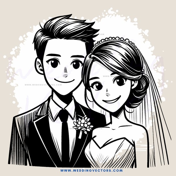 a boy and girl on their wedding day