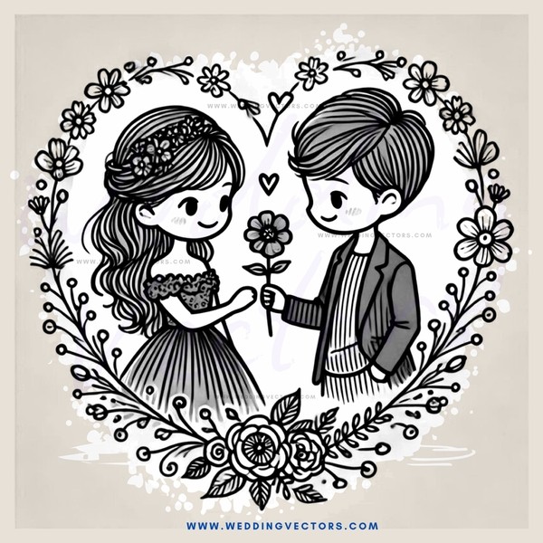 a couple's love story in flowers and hearts