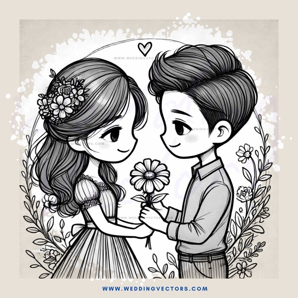 two people holding flowers and smiling