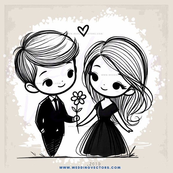 a boy and girl holding flowers in their hands