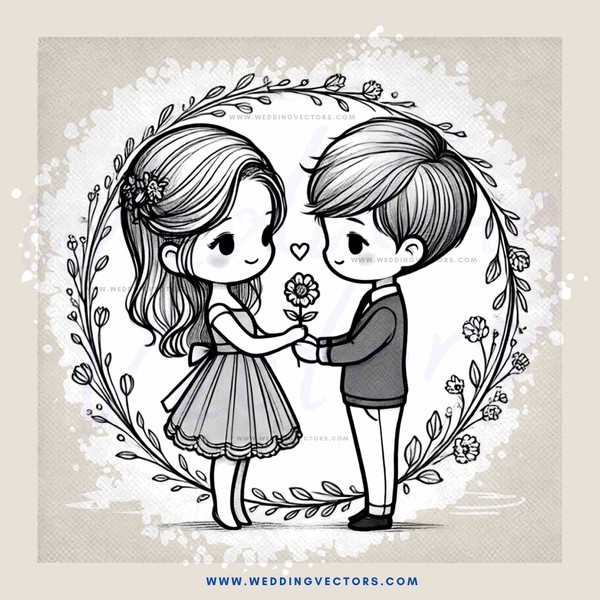 two children embracing with flowers