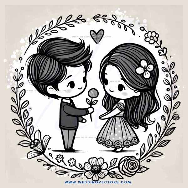 a couple exchanging flowers