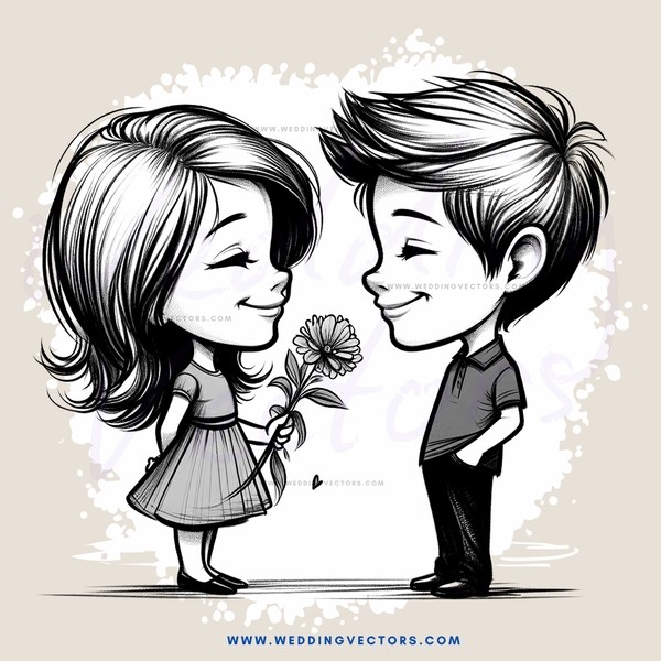 girl and boy with flower