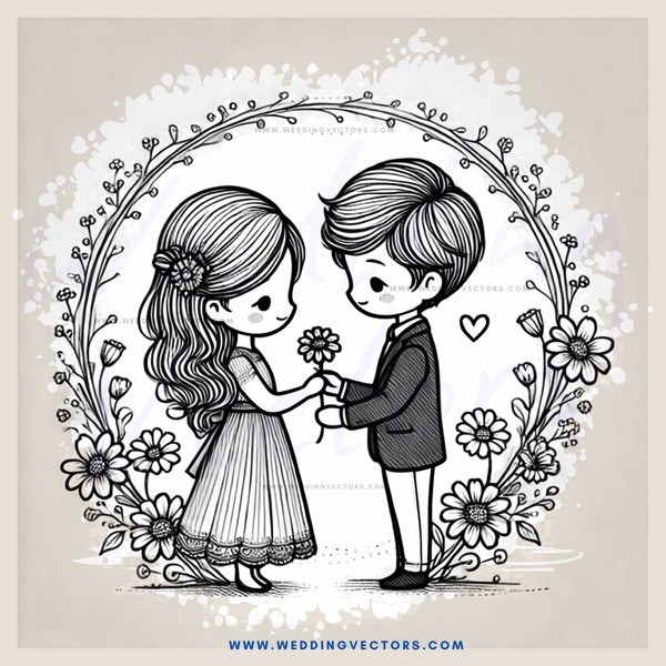 a couple exchanging flower rings