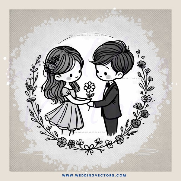 two people holding flowers in a circle