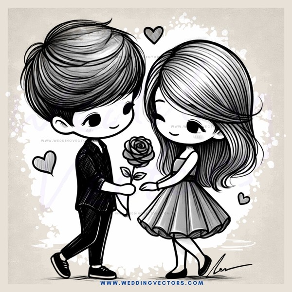 boy and girl holding roses
