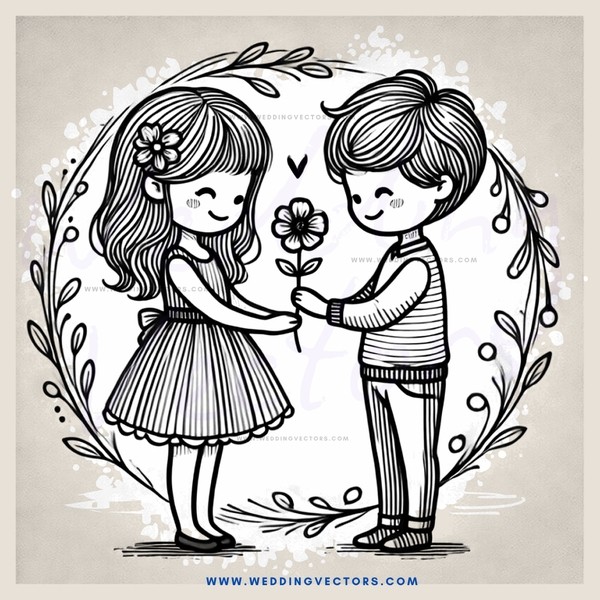 a couple holding hands and flowers in each other's hands