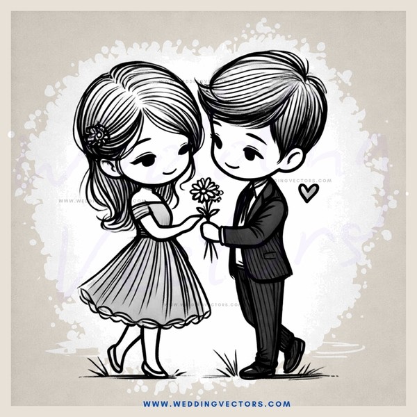 cartoon boy and girl kissing
