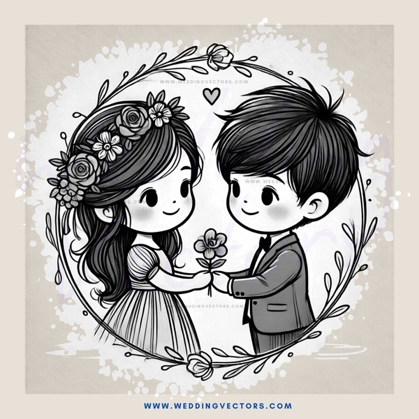 kissing boy and girl cartoon drawing