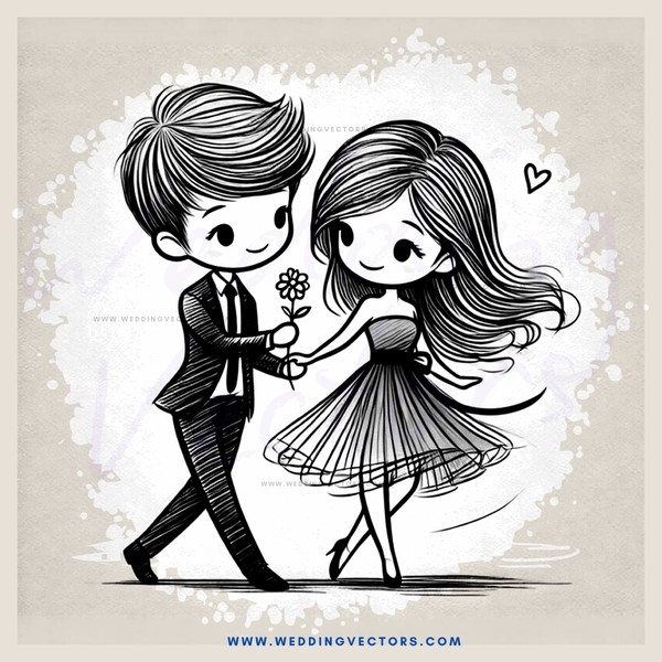 boy and girl standing together, hands touched