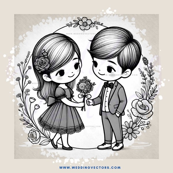 two people holding flowers and flower petals, with roses on head, hands and body