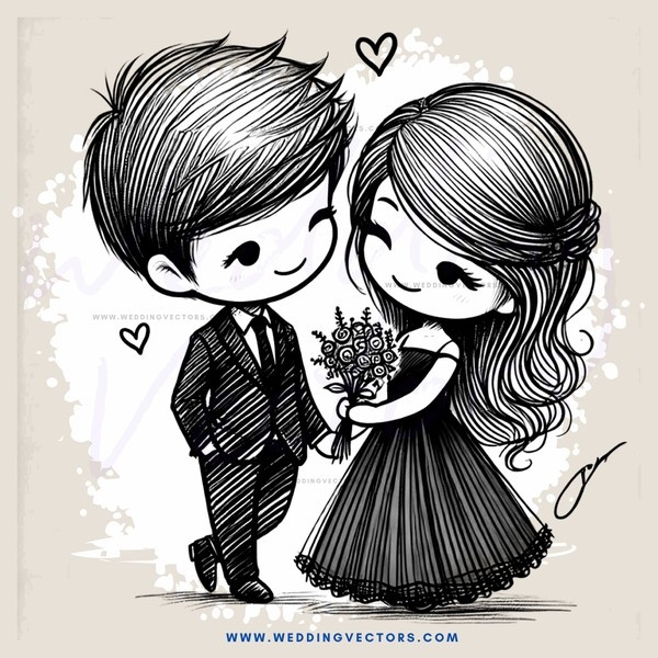 a couple holding hands and flowers