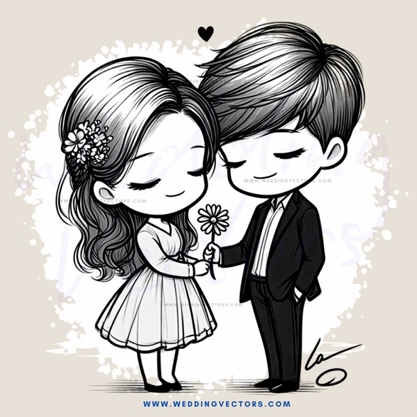 boy and girl holding flower