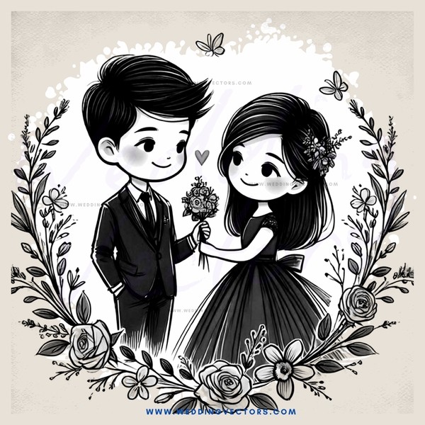 a young couple in black and white
