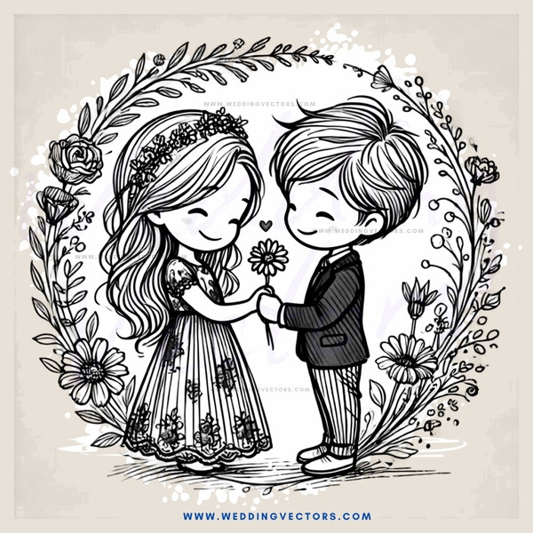 wedding picture in flower circle