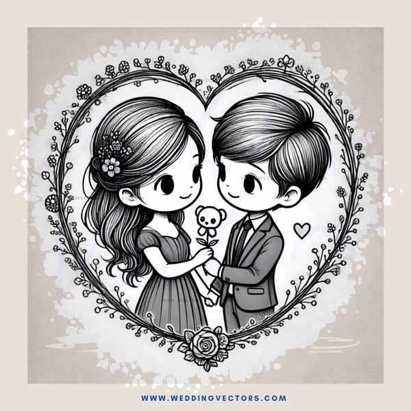 love hearts - cartoon lovers