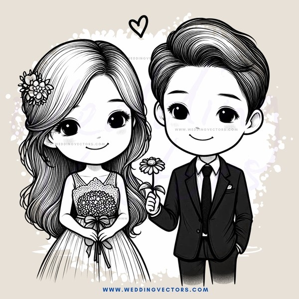 a couple holding flowers and wearing tuxedos