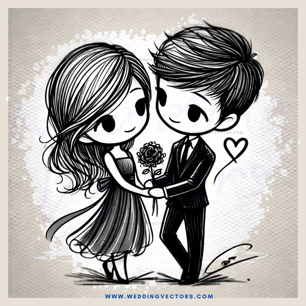 a couple in black and white