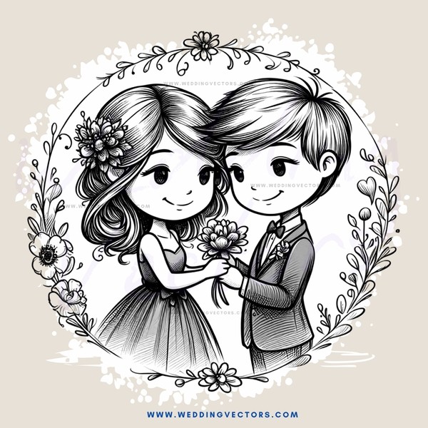 a boy and girl with flowers in their hair