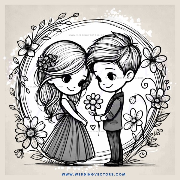a boy and girl in an illustrated picture