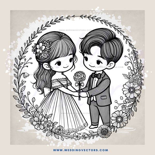 couple embracing with flowers