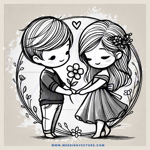 boy and girl with flower