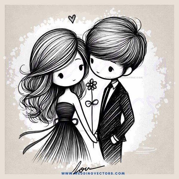 a girl and boy in wedding dress