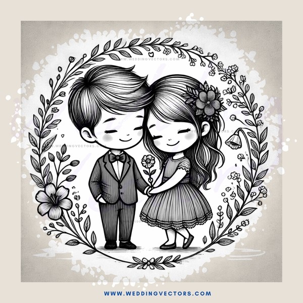 a black and white wedding portrait