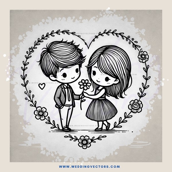love in black and white illustration