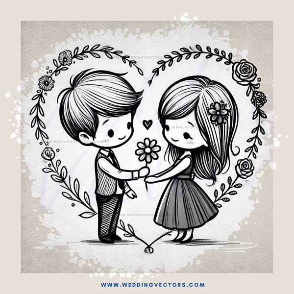 boy and girl holding flower