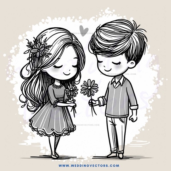 two people holding flowers and smiling at each other