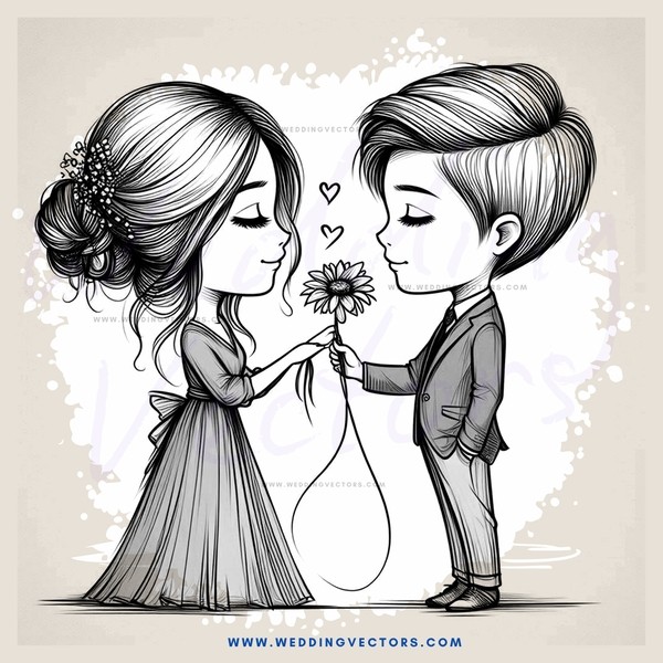 lovebirds holding a flower