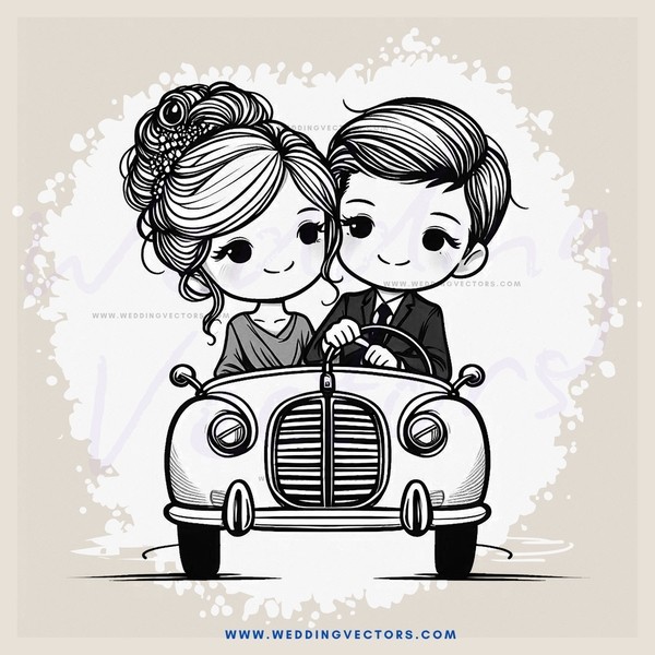 a couple in a vintage car