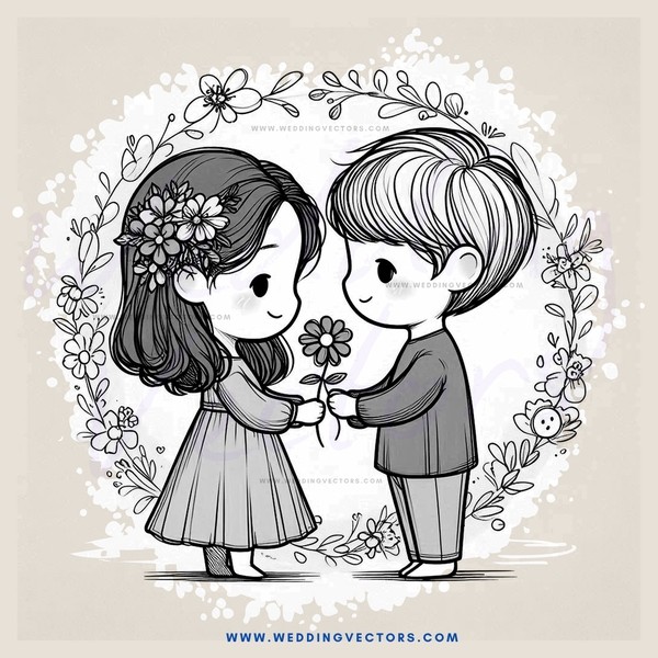 two children holding flowers
