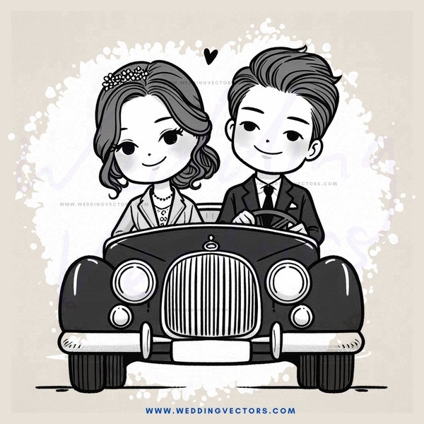 a couple in a vintage car