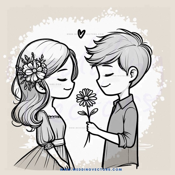 a boy and girl with flowers in their hair