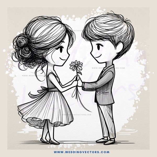 a girl and boy sharing a flower