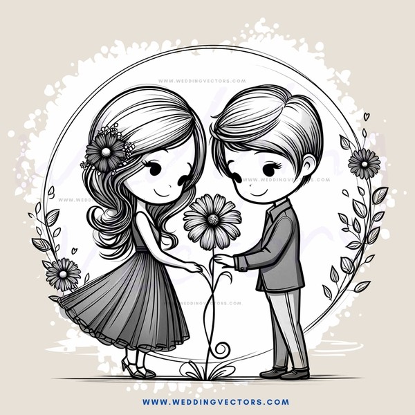 two people sharing a flower